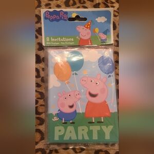Peppa Pig Invitations with Balloons - Blue, Orange, and Pink